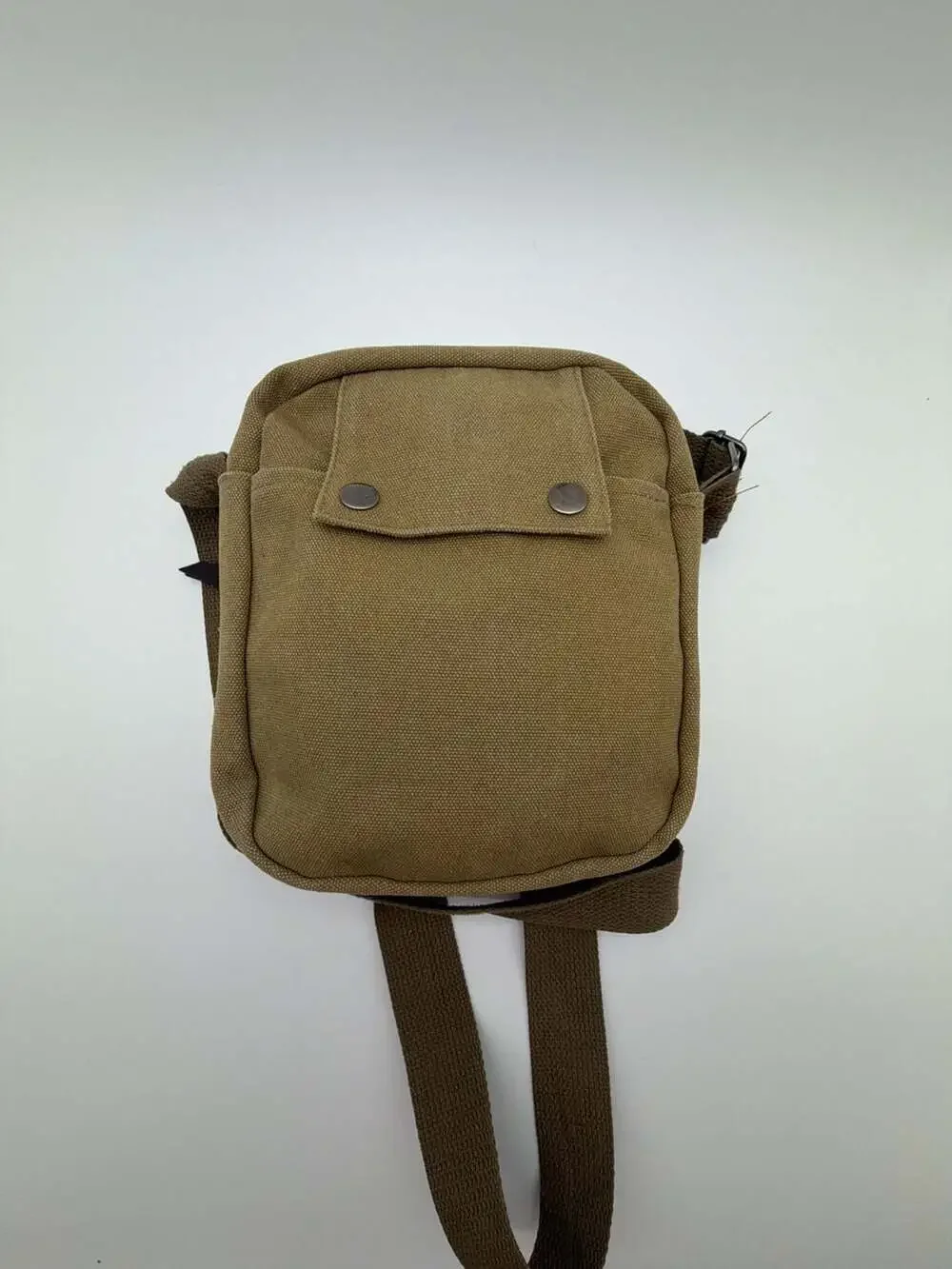 JINHUODA Khaki Canvas Multi-Pocket Small Messenger Crossbody Bag